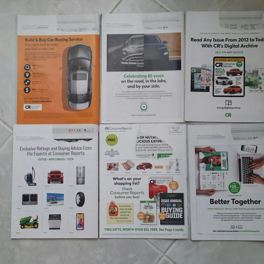 12 Consumer Reports Magazines and 2 Others